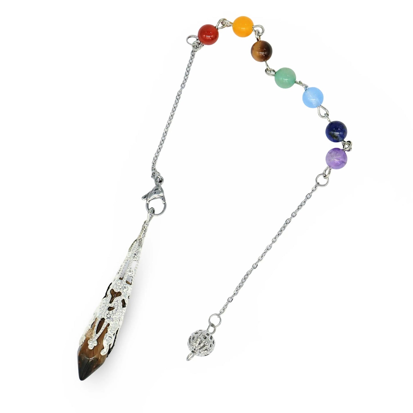 Pendulum - Pointed - Tiger Eye - Stainless Steel Findings