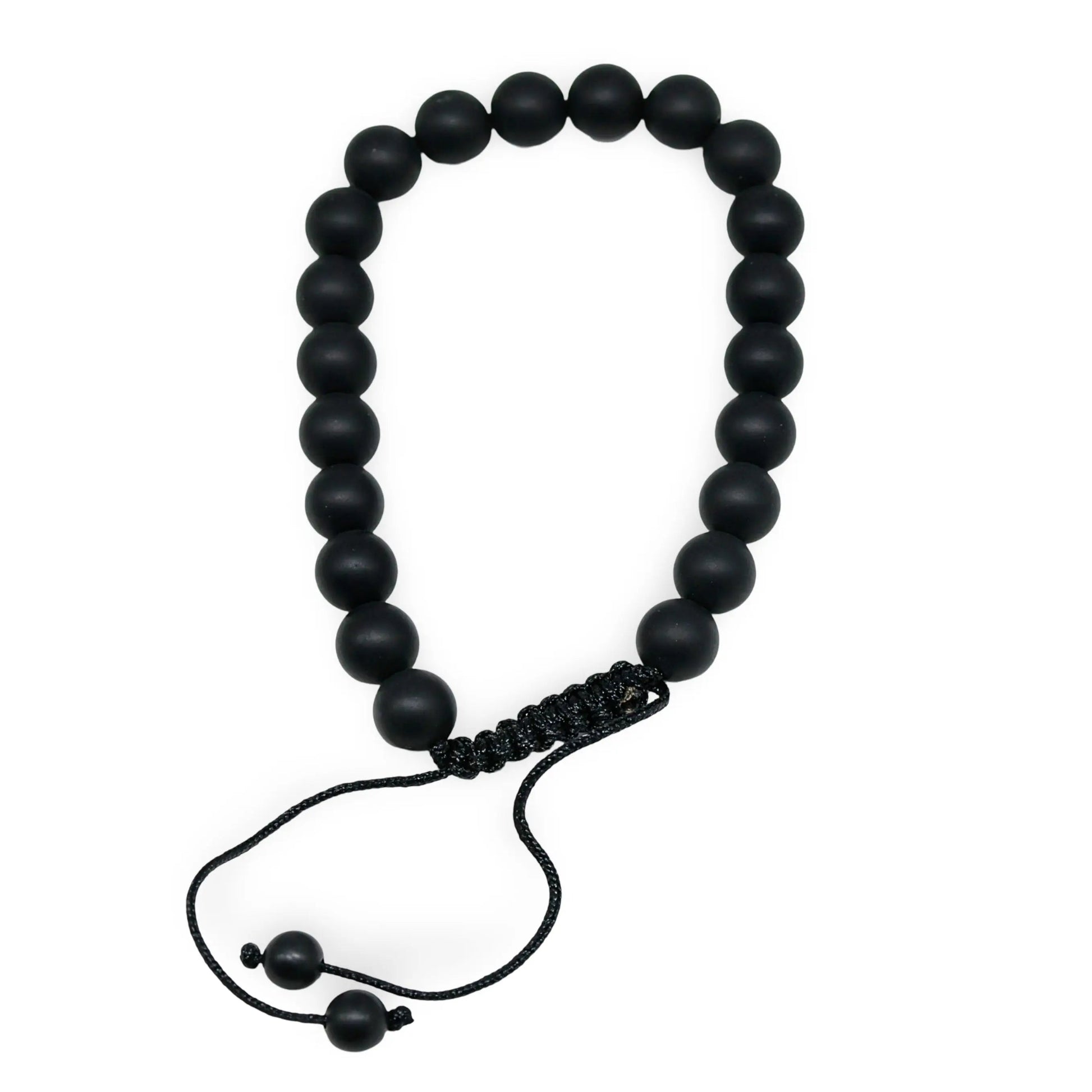Bracelet - Frosted Black Agate - Adjustable - 8mm