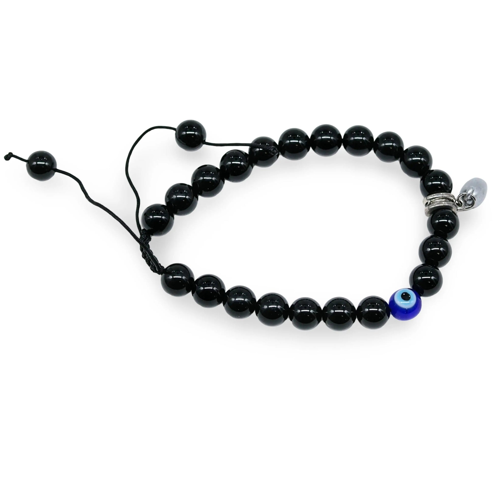 Bracelet - 2Pcs Set - Natural Howlite & Black Onyx with Evil Eye - Braided Matching Bracelets