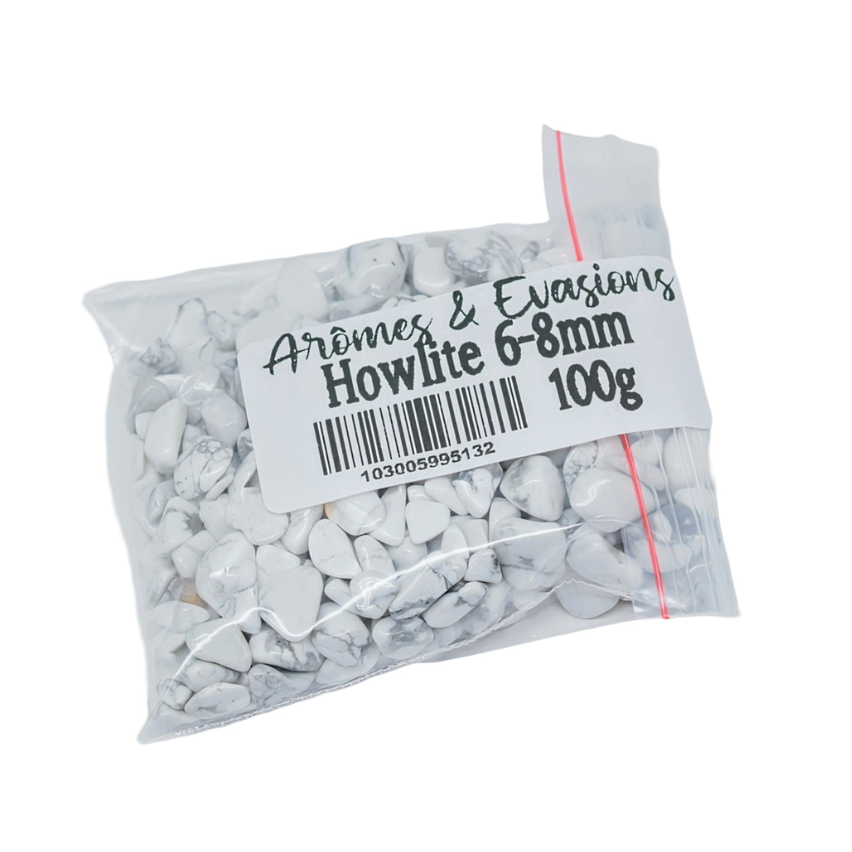 Stone - Tumbled Chips - White Howlite - 6 to 8mm 100 g