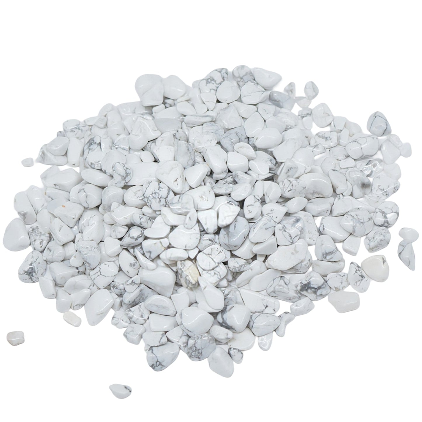 Stone - Tumbled Chips - White Howlite - 6 to 8mm 10 g