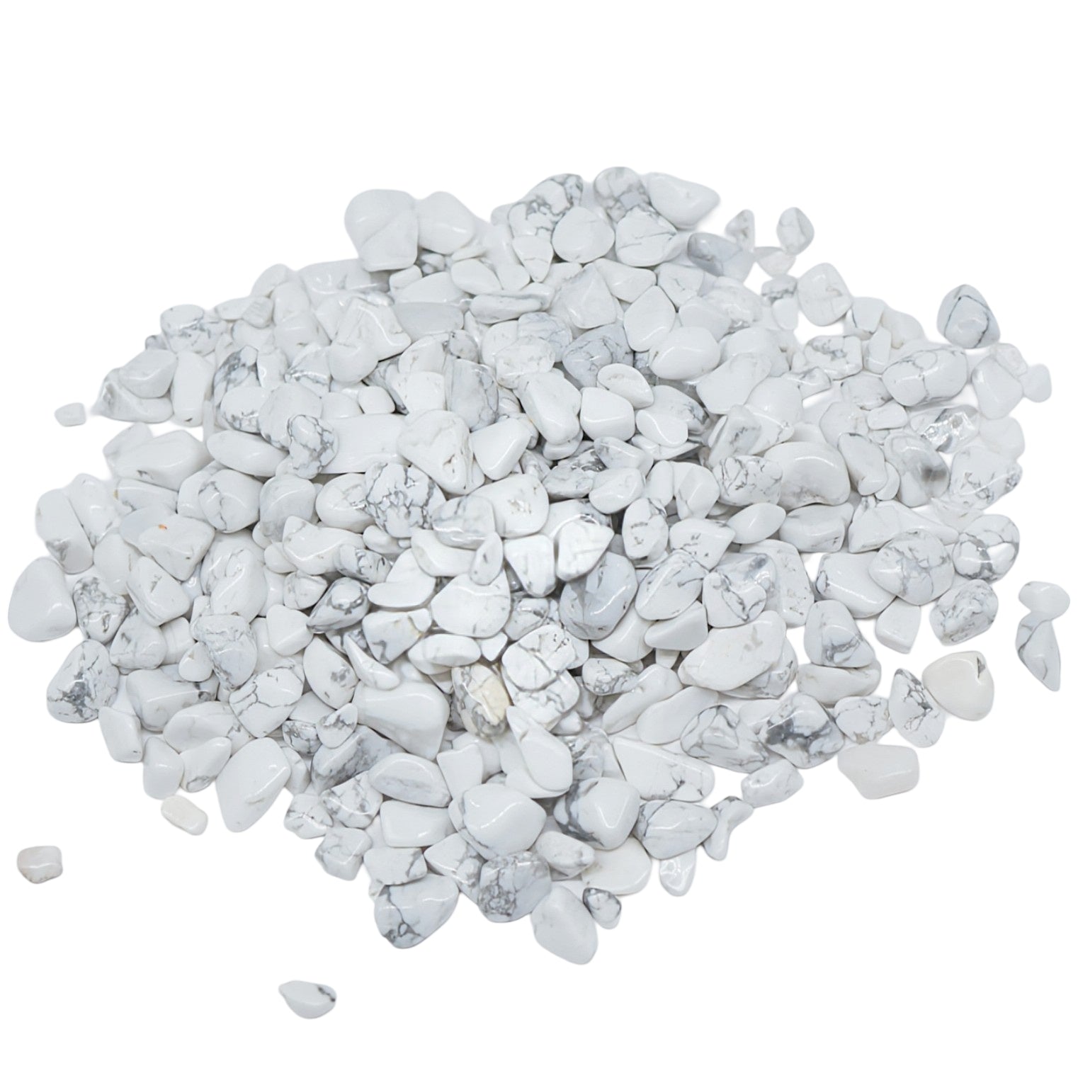 Stone - Tumbled Chips - White Howlite - 6 to 8mm 10 g