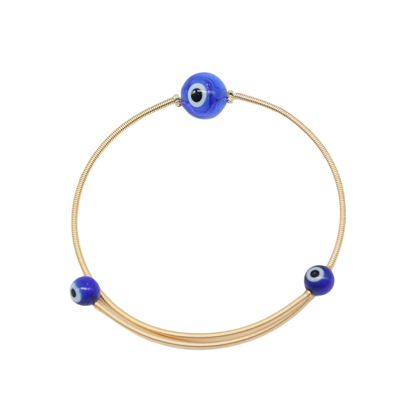 Bracelet - Cuff - Copper with Evil Eyes Dark Blue