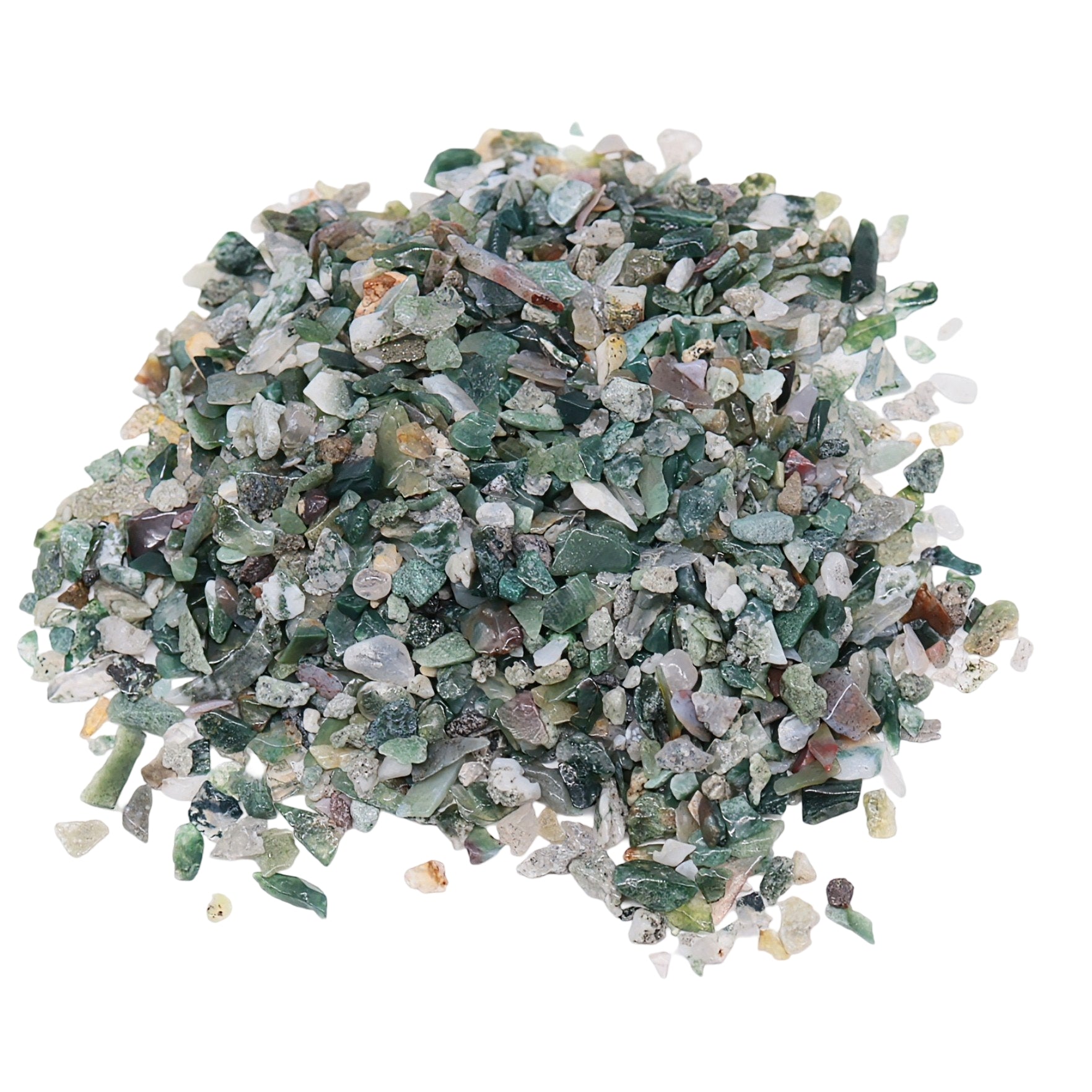 Stone - Rough Chips - Moss Agate - 2 to 4mm 10 g
