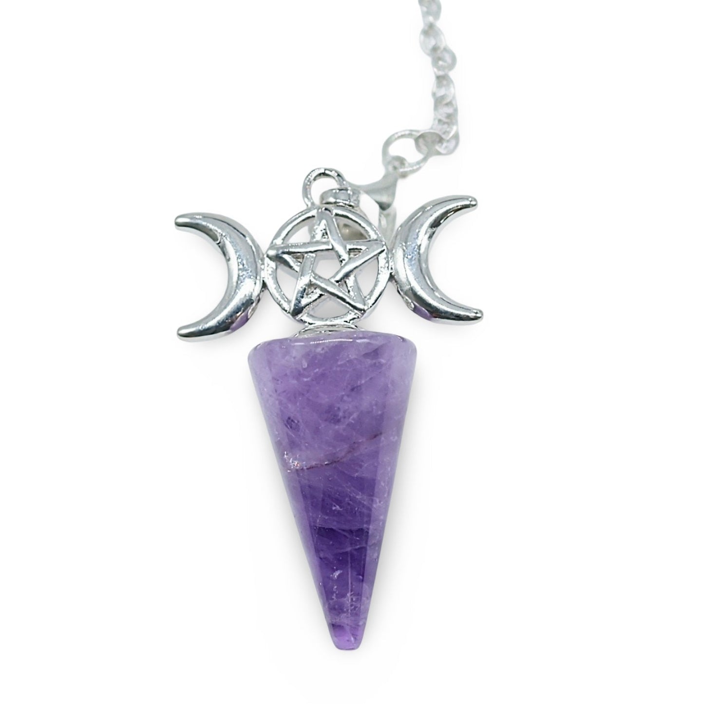 Pendulum - Cone - Amethyst - Triple Moon Charm