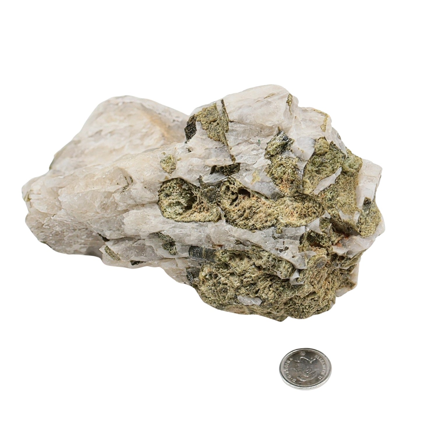 Pierre - Spécimen - Tourmaline Verte sur Quartz - Brut
