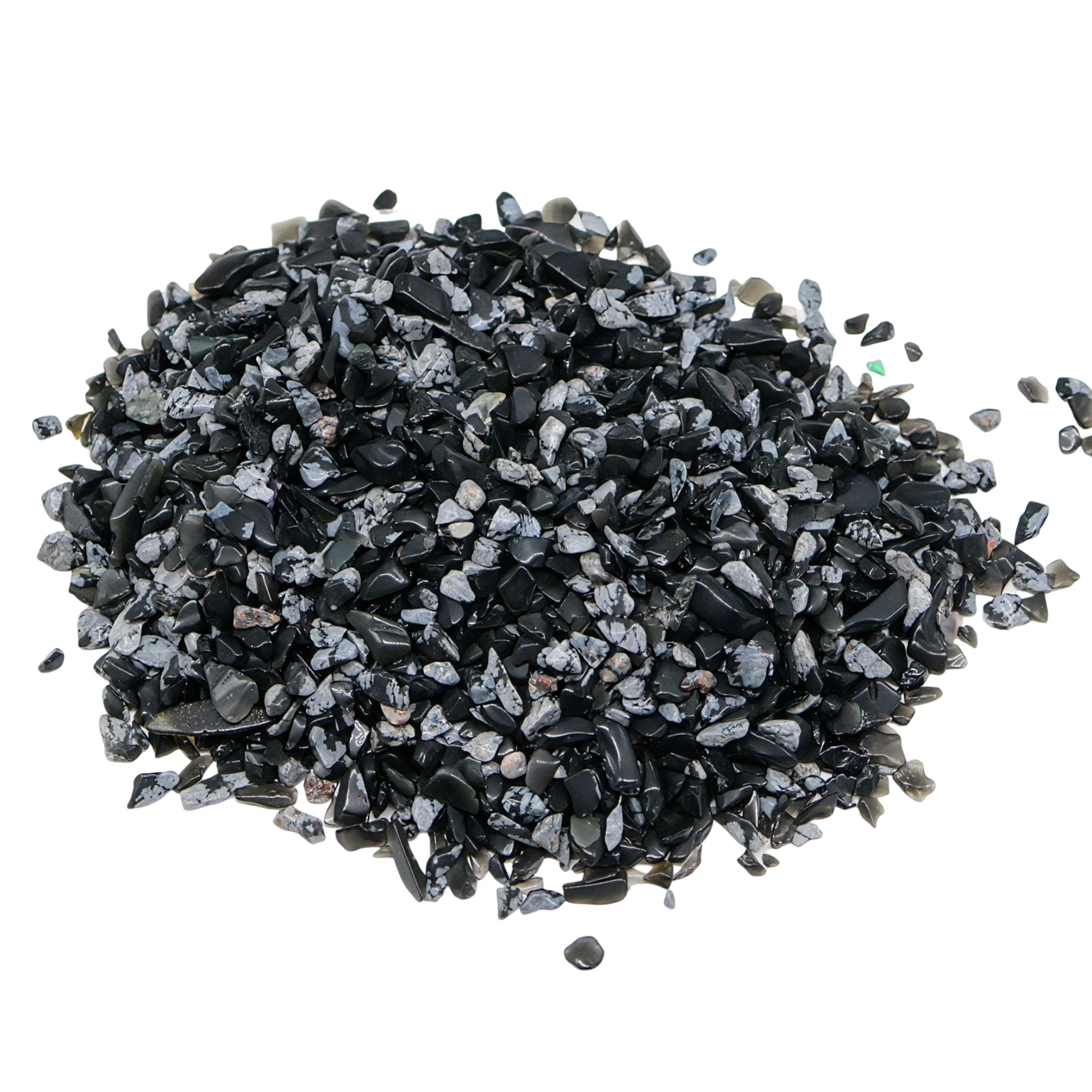 Stone - Tumbled Chips - Snowflake Obsidian - 2 to 4mm