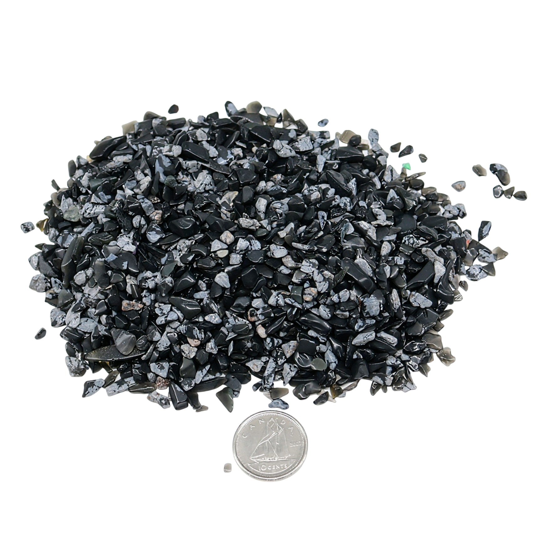 Stone - Tumbled Chips - Snowflake Obsidian - 2 to 4mm