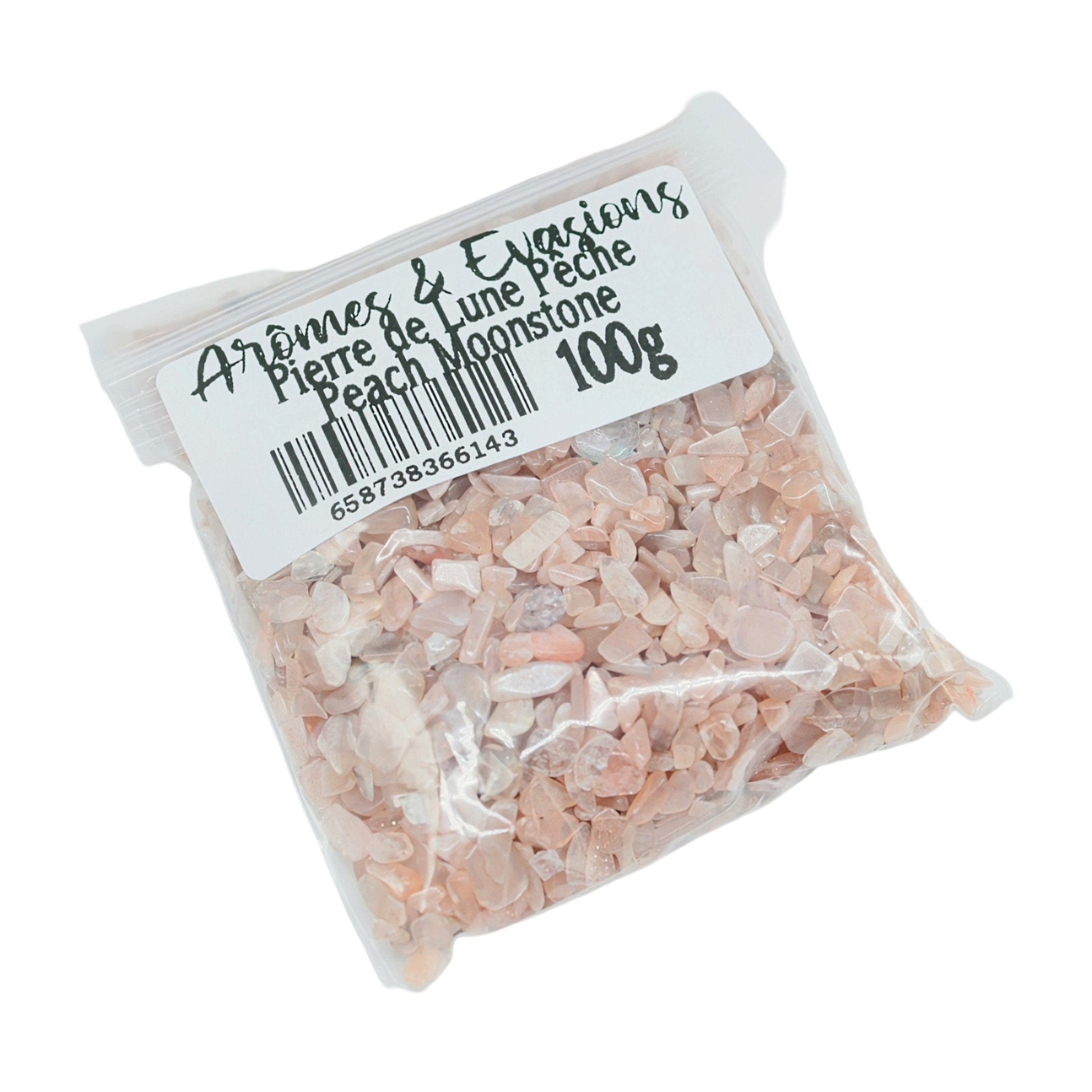 Stone - Tumbled Chips - Peach Moonstone - 3mm to 5mm 100 g