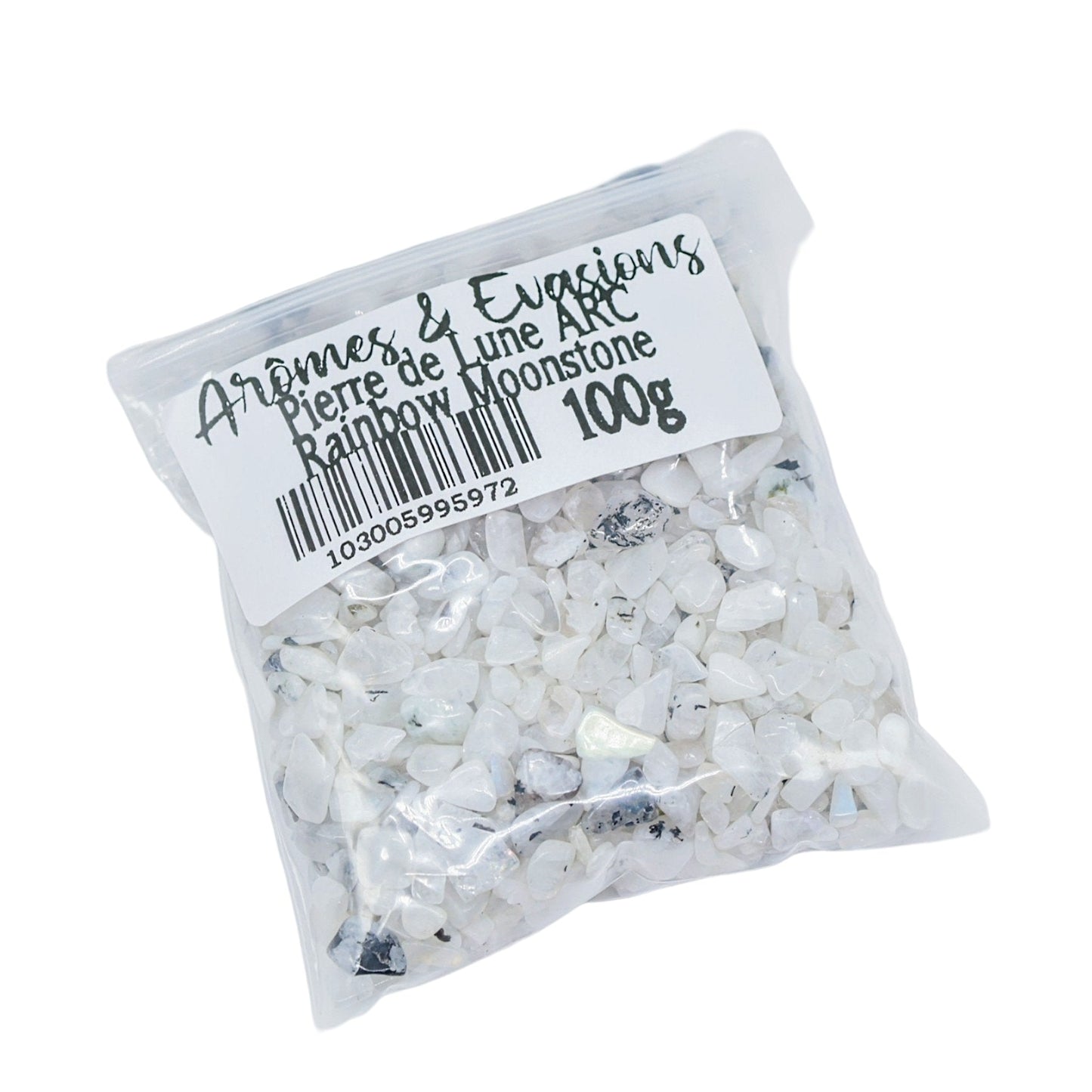 Stone - Tumbled Chips - Rainbow Moonstone - 3 to 5mm 100 g