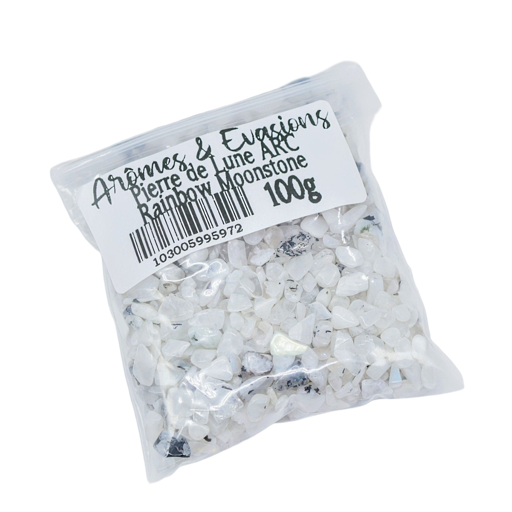 Stone - Tumbled Chips - Rainbow Moonstone - 3 to 5mm 100 g