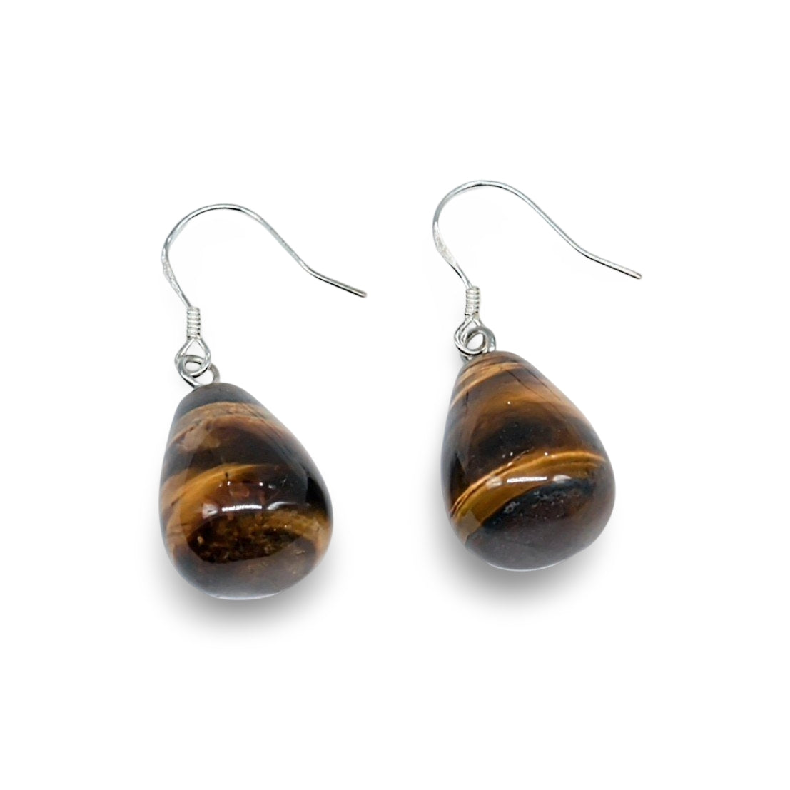 Earring - Natural Stone with 925 Sterling Silver Earring Hooks Tiger Eye