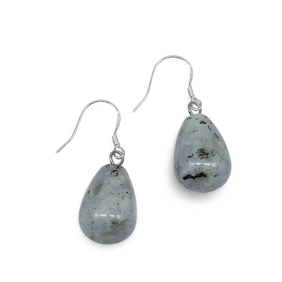 Earring - Natural Stone with 925 Sterling Silver Earring Hooks Labradorite