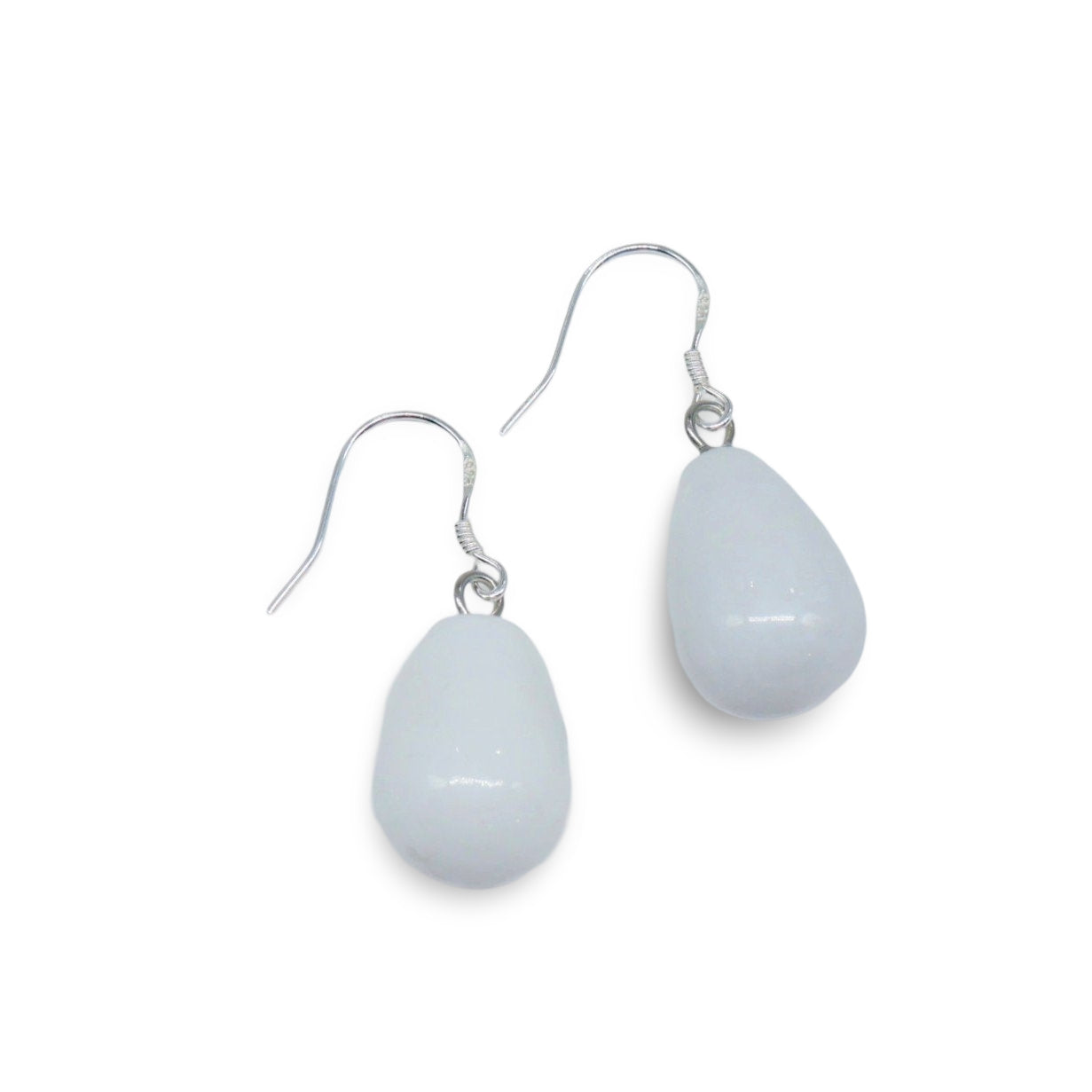 Earring - Natural Stone with 925 Sterling Silver Earring Hooks White Agate