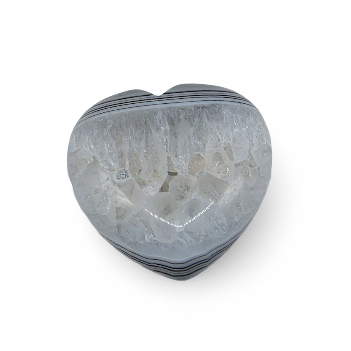 Stone - Black Agate with Quartz - Tumbled Heart