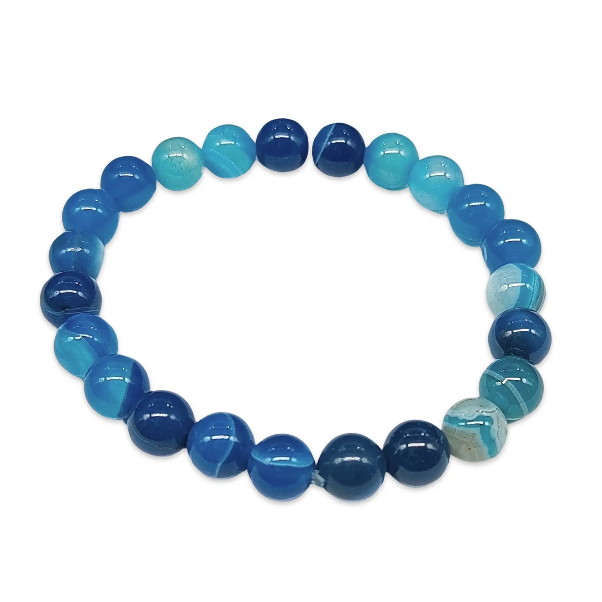 Bracelet - Royal Blue Agate Stripe - 8mm