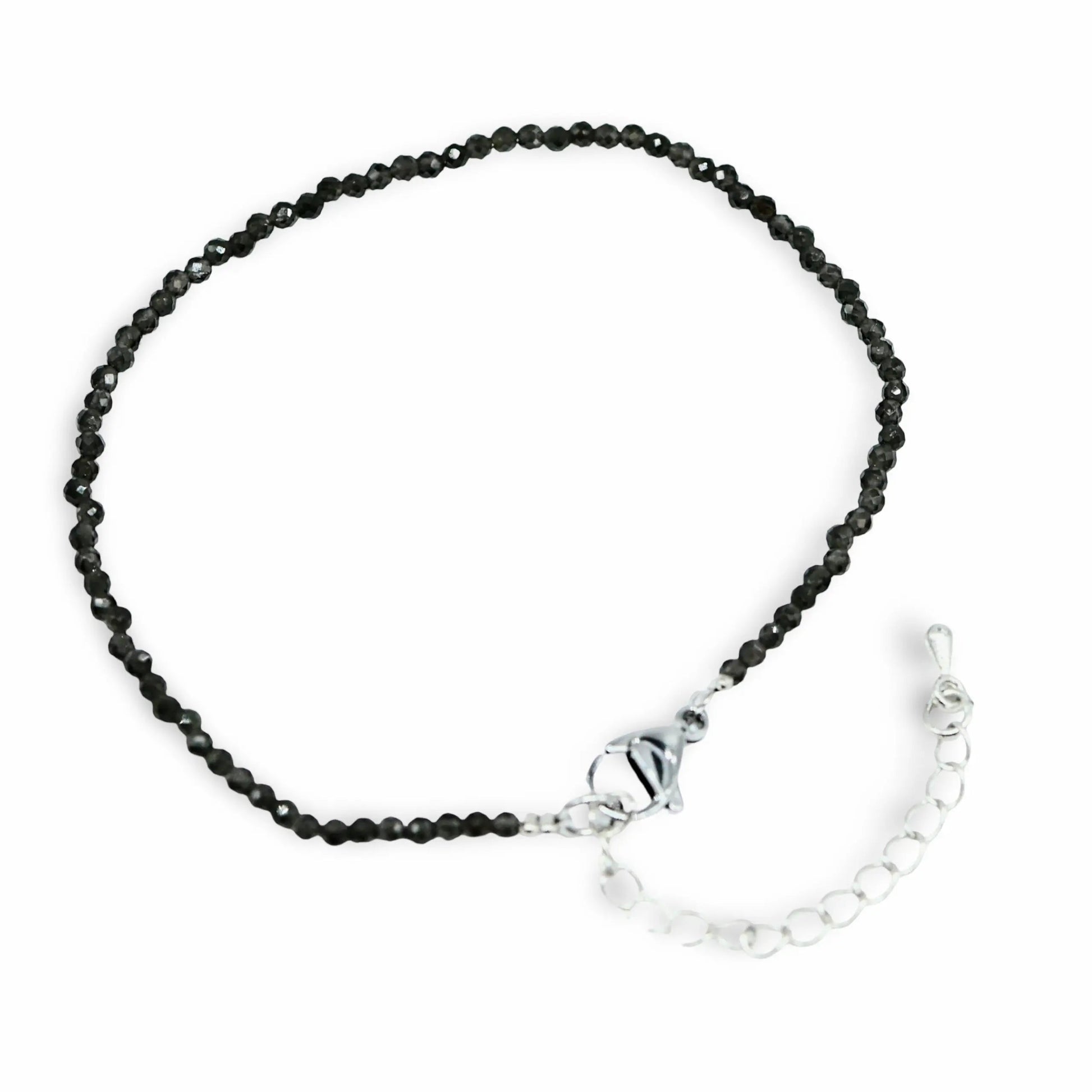 Bracelet - Black Obsidian - Faceted - 2mm