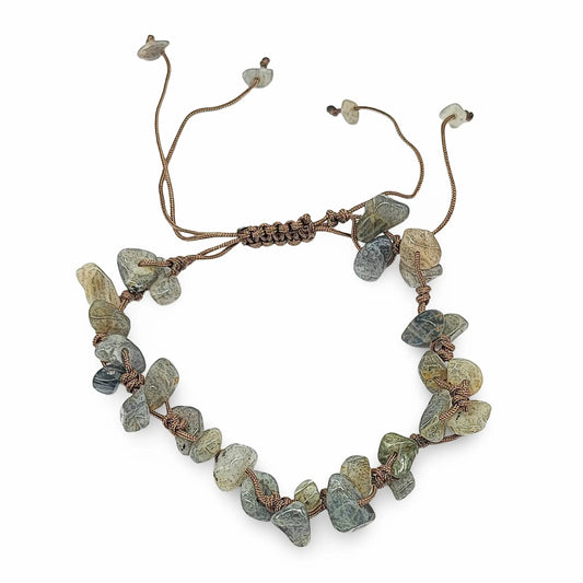 Bracelet -Labradorite -Chips -Adjustable Cord