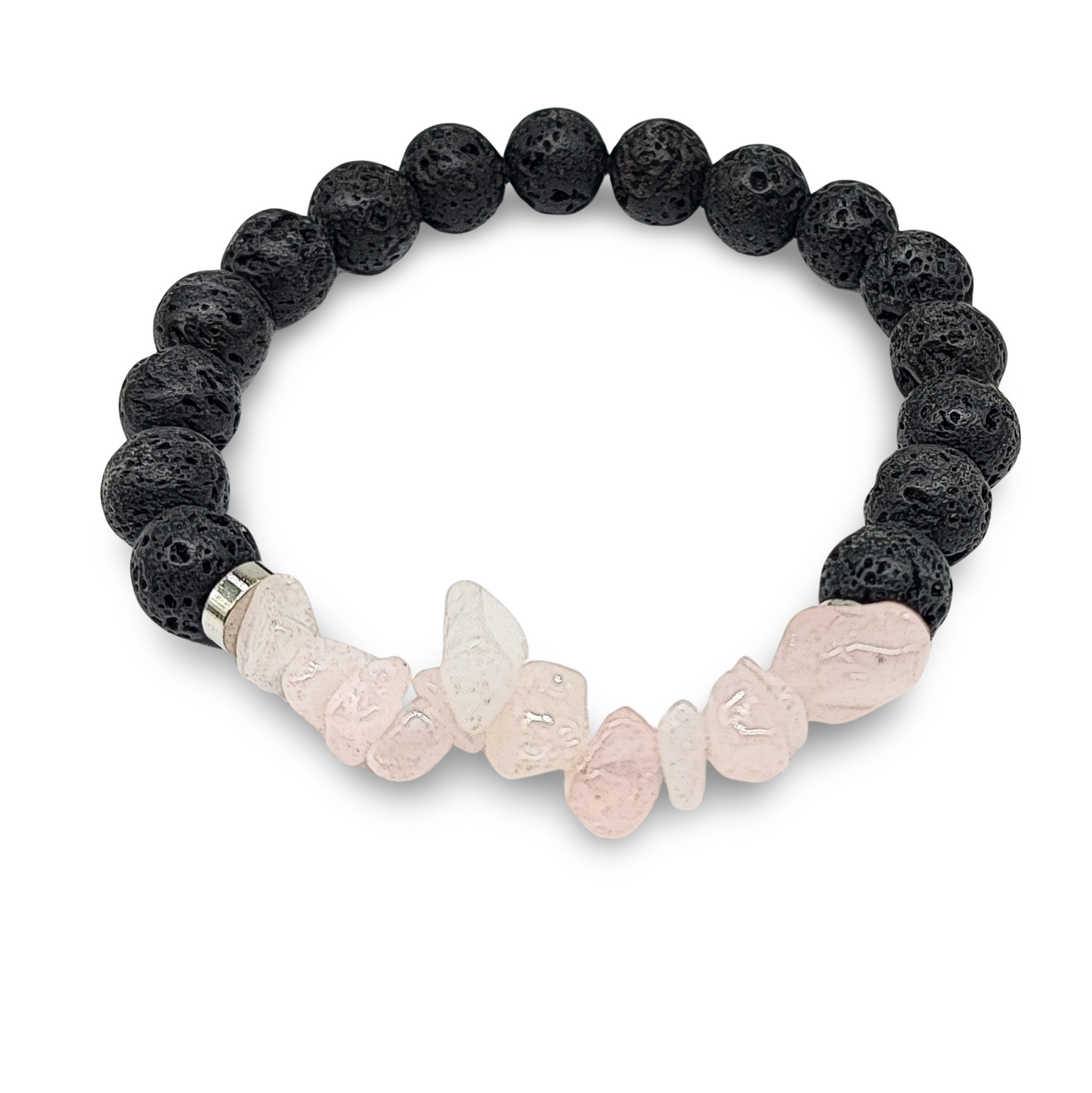 Bracelet - Lava Bead 8mm & Rose Quartz Chips