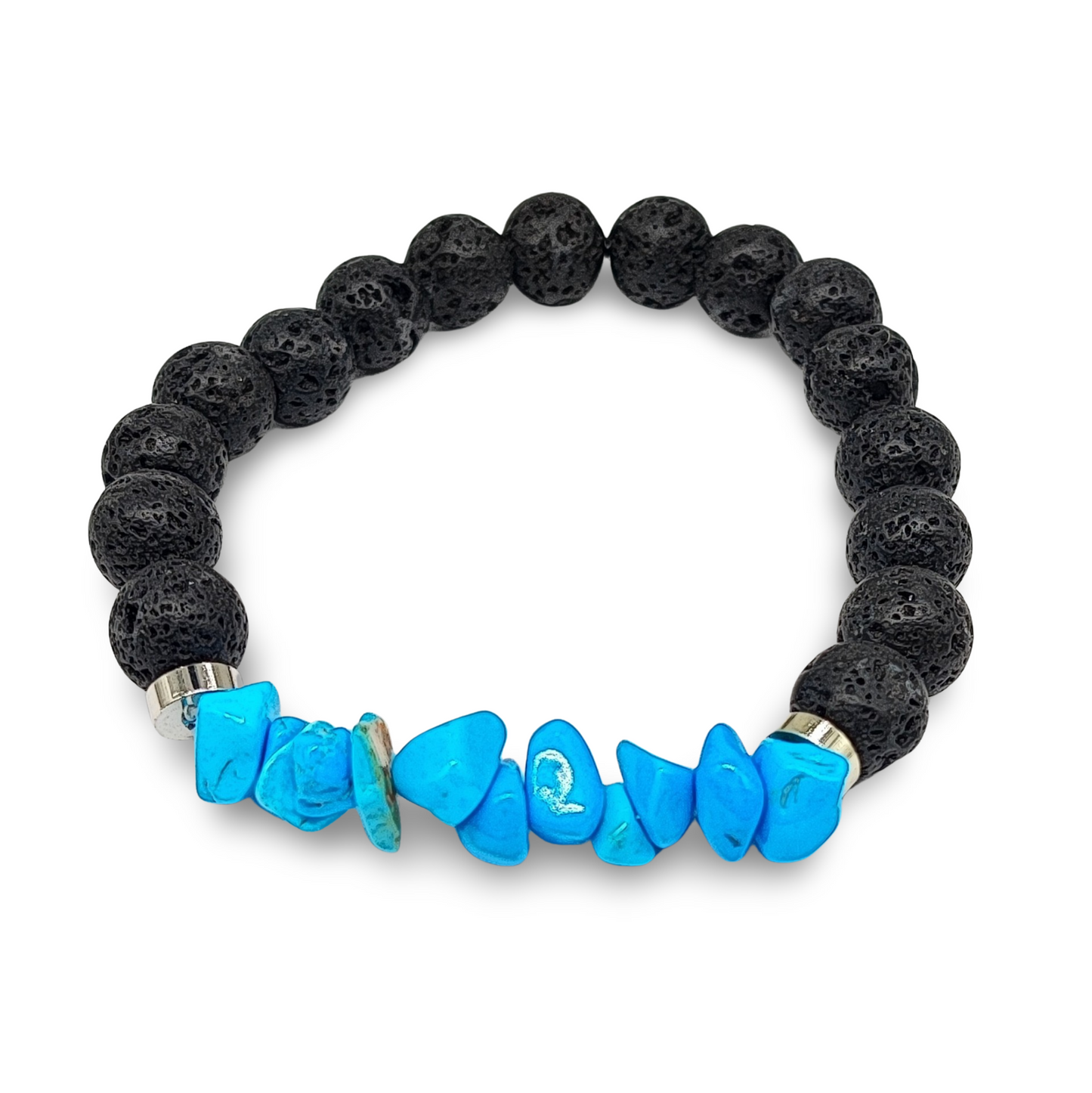 Bracelet - Lava Bead 8mm & Turquoise Chips