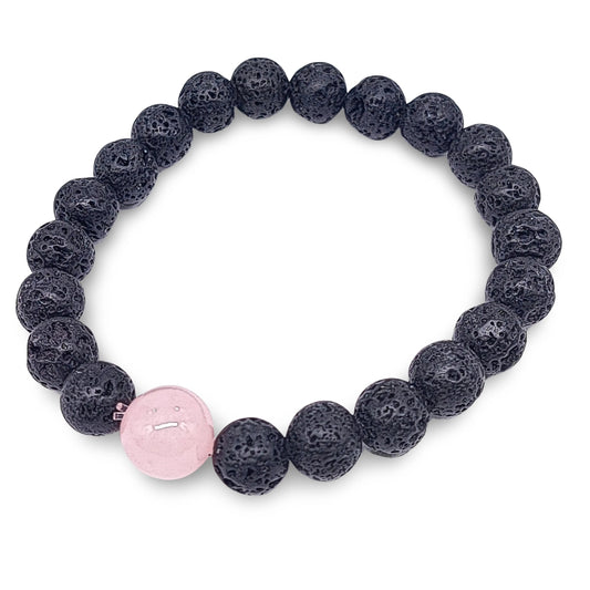 Bracelet - Lava Stone 8mm & Rose Quartz 10mm