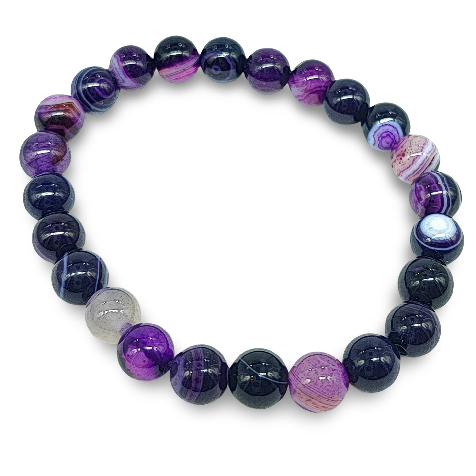 Bracelet - Purple Agate Striped - 8mm