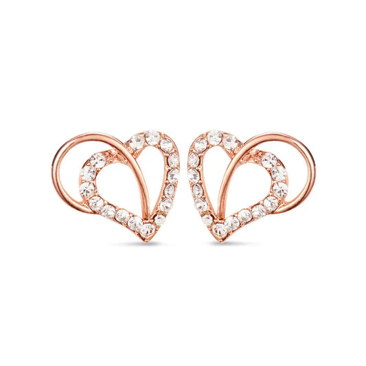 Earrings -925 Sterling -Natural Zircon -Radiant Heart Rose Gold
