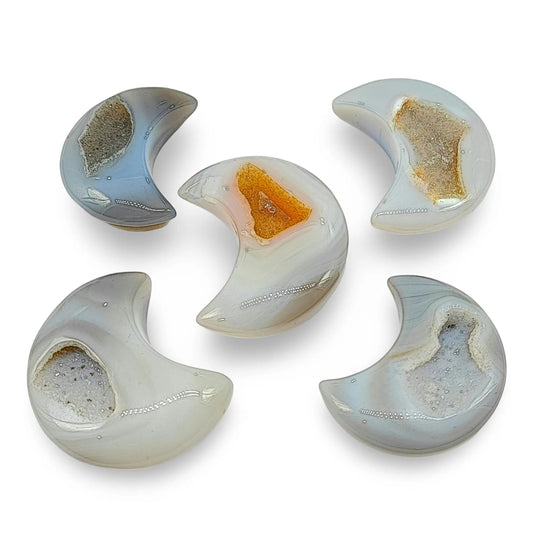 Geode -Agate Druzy -Moon Shape