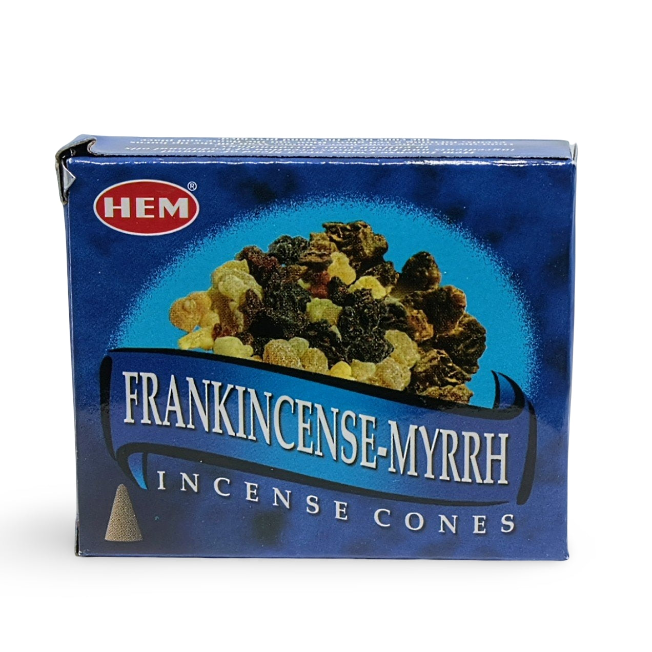 Box of HEM Frankincense-Myrrh Incense Cones on a white background
