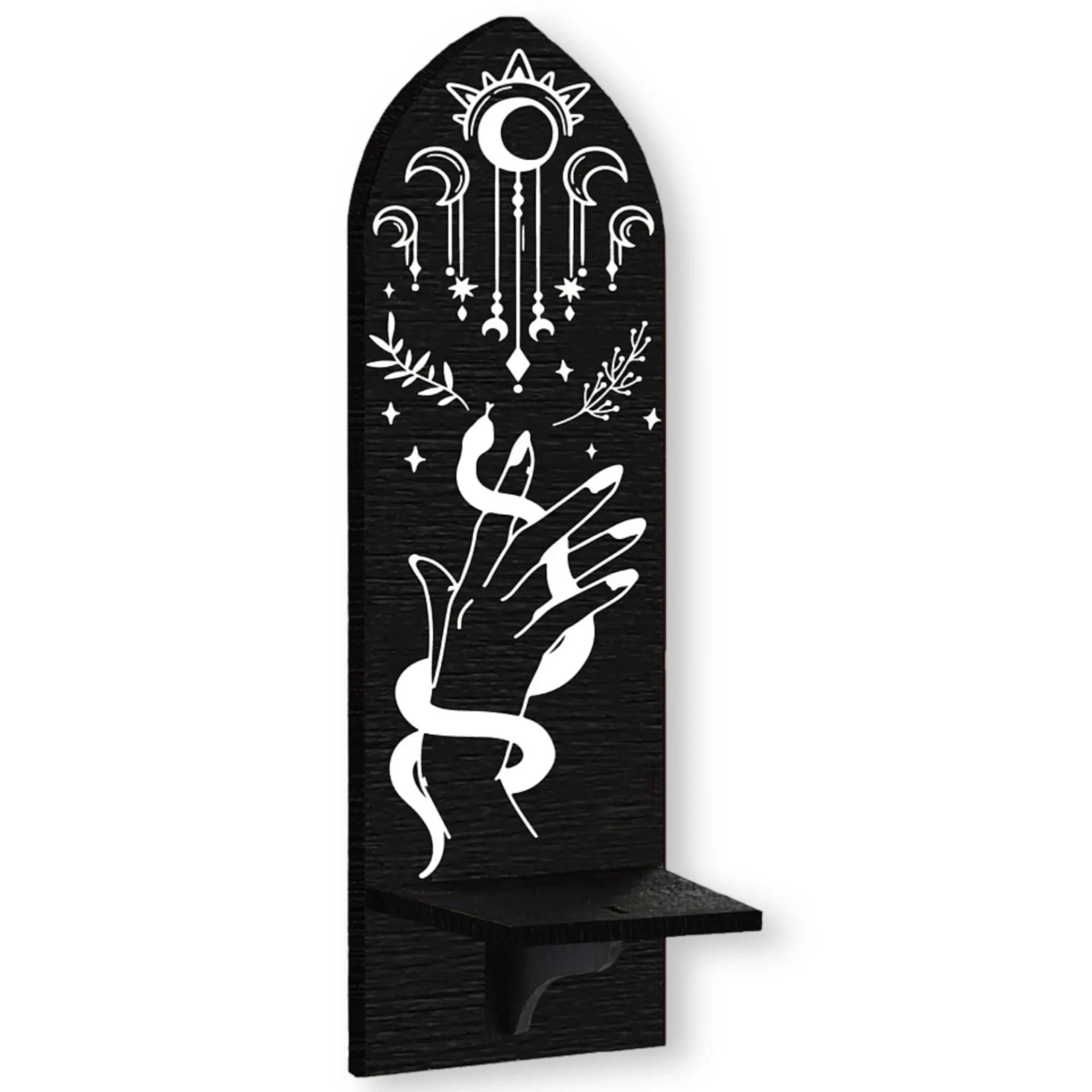 Home Decor -Mystic Wood Mounted Shelf Hand with Snake