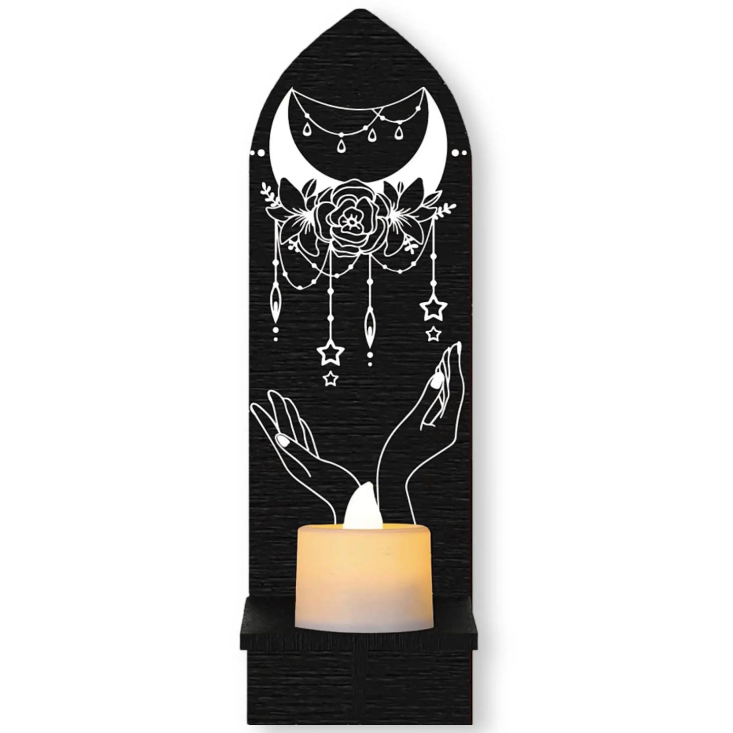 Home Decor -Mystic Wood Mounted Shelf Open Hands