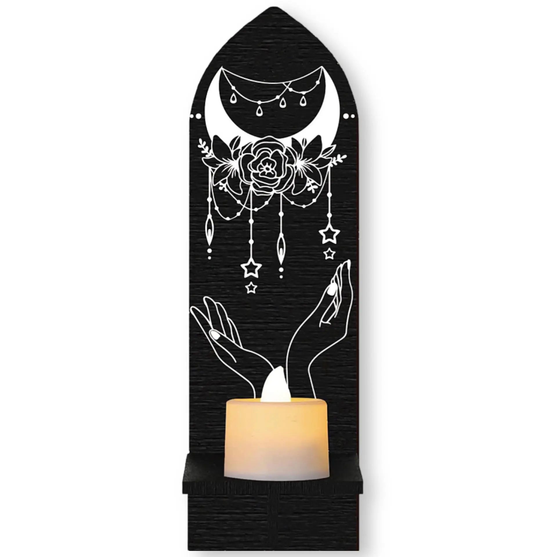 Home Decor -Mystic Wood Mounted Shelf Open Hands