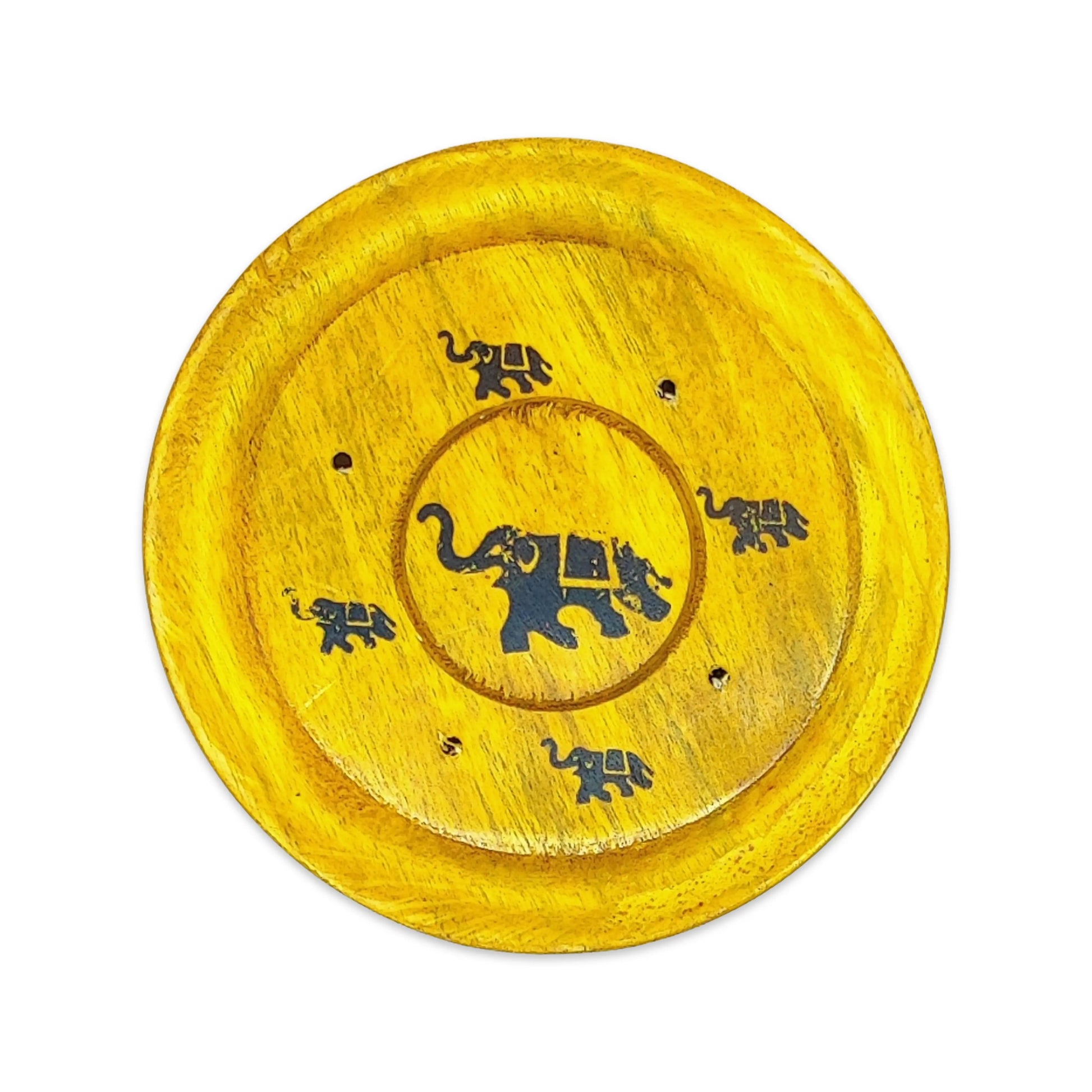 Incense Burner -Sticks -Mango Wood -Assorted Design Plates Yellow