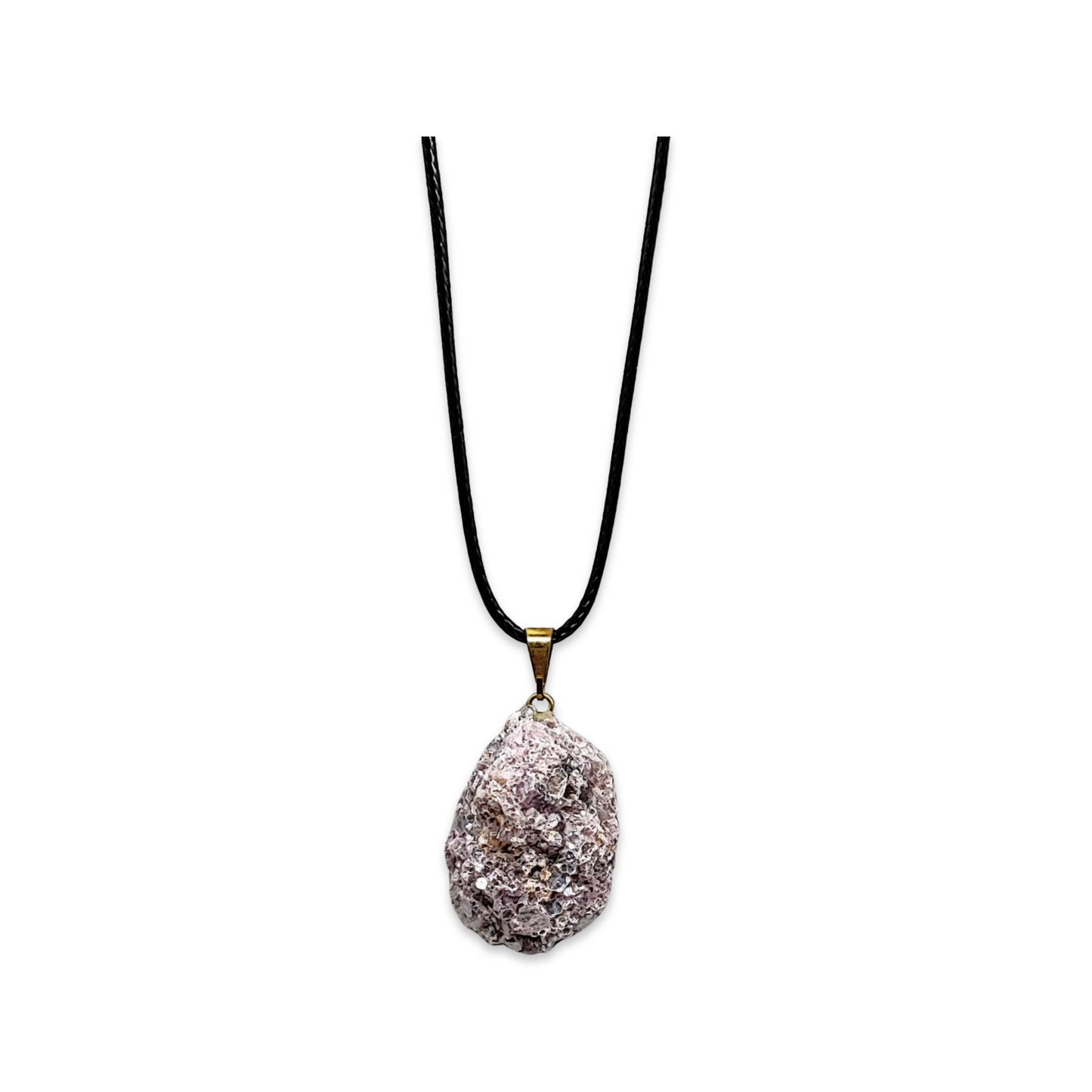 Necklace - Natural Lepidolite Pendant - Gold Bail
