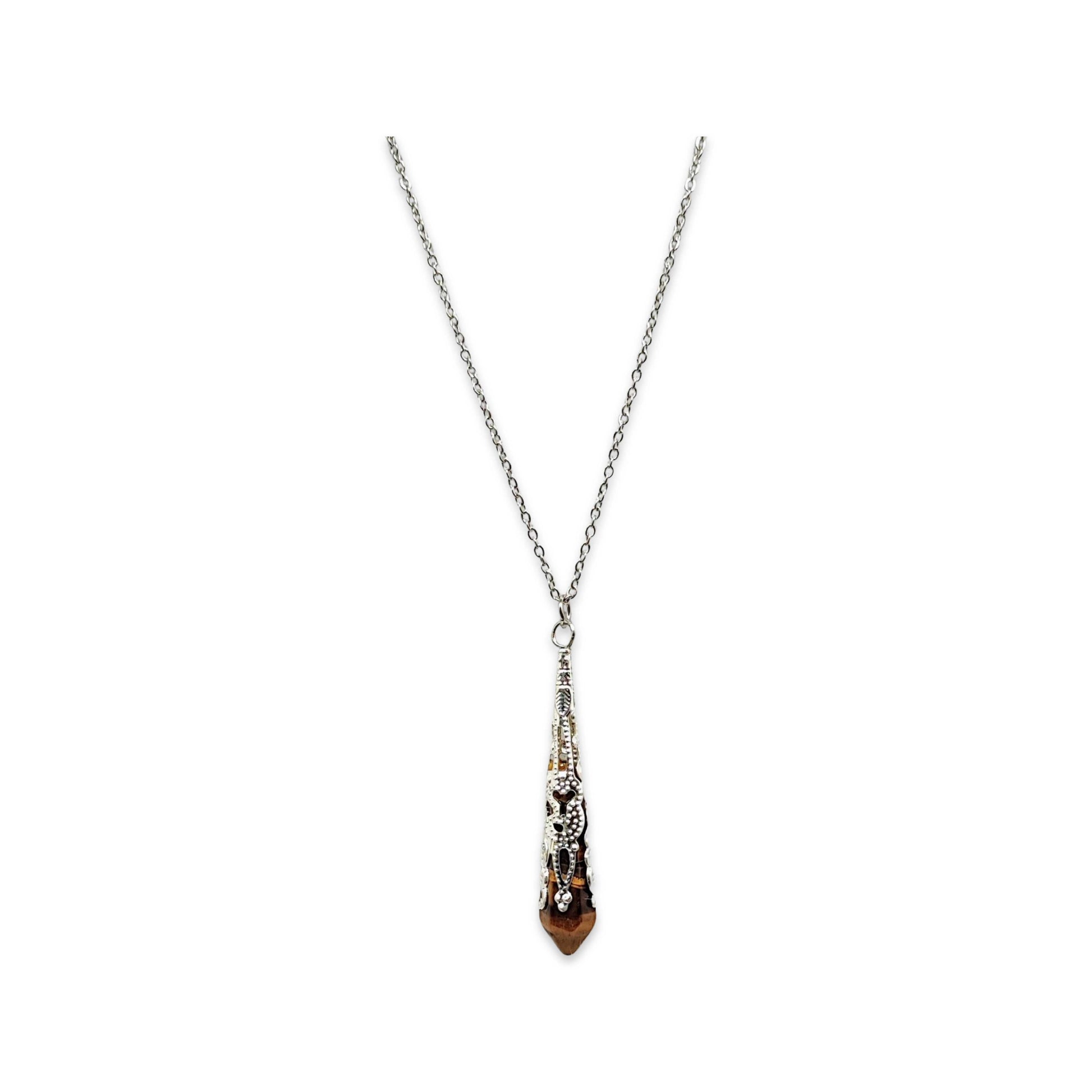 Necklace - Pointed - Tiger Eye - Stainless Steel Findings