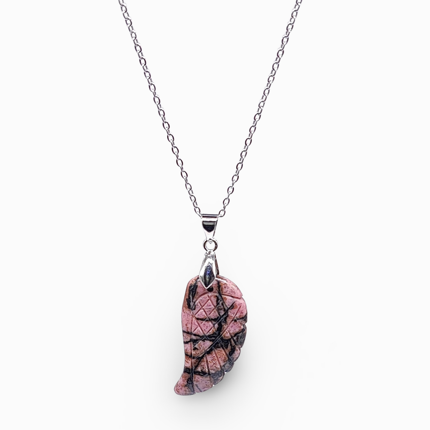 Necklace - Gemstone - Angel Wings - Rhodonite
