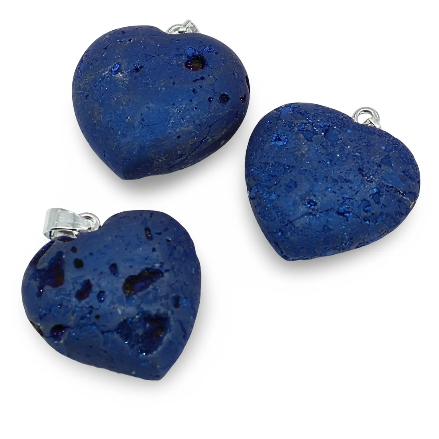 Necklace - Heart Shaped - Electroplate Natural Druzy Geode Agate