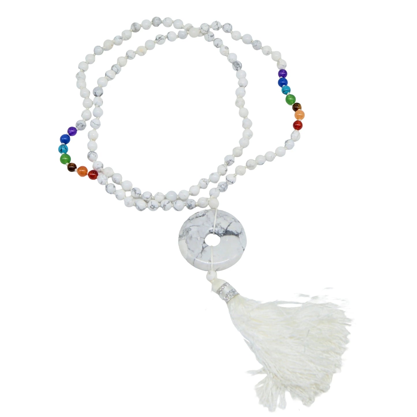 Mala - Bracele / Necklace - Multi Strand - Natural Howlite et 7 Chakras