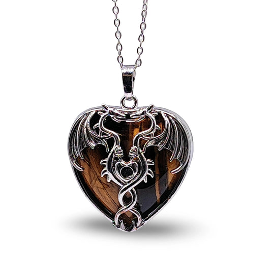 Necklace - Mystic Dragon Heart - Tiger Eye
