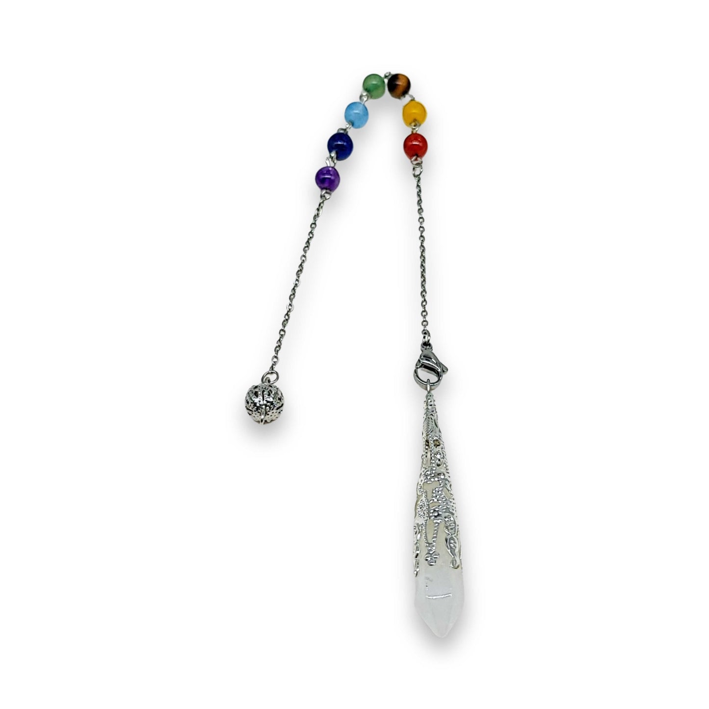 Pendulum - Pointed - White Jade - Stainless Steel Findings