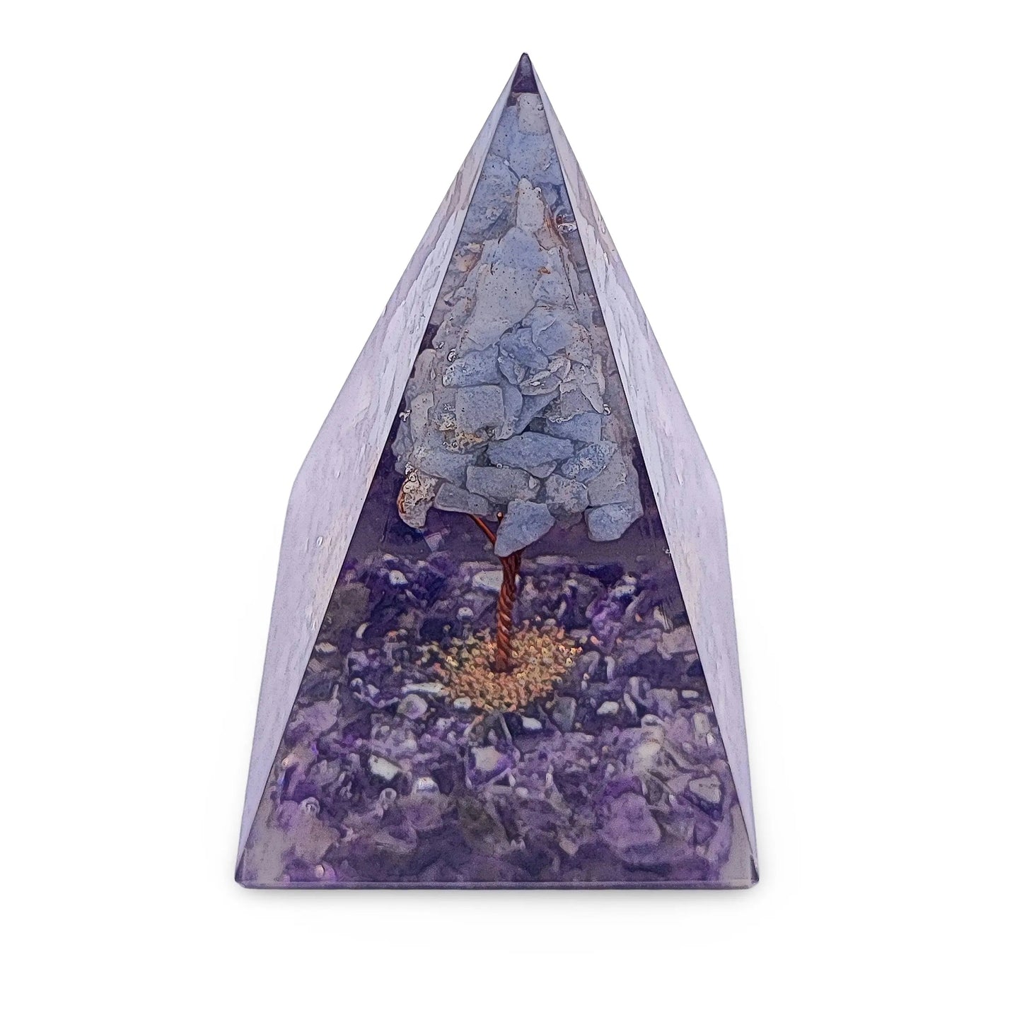 Pyramid -Orgonite -Amethyst Gemstones -Angelite Tree
