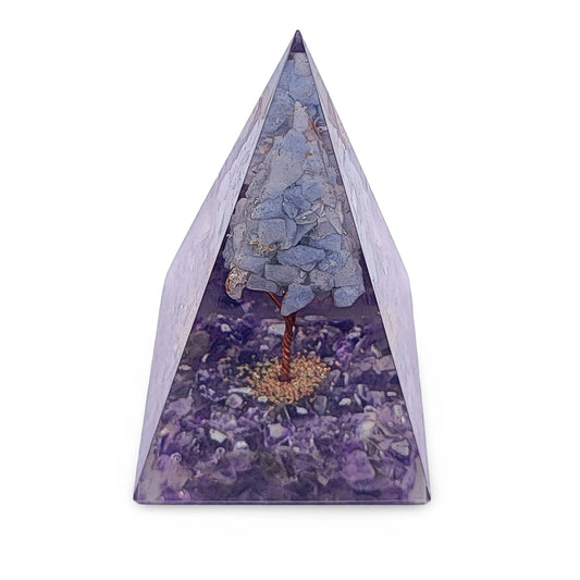 Pyramid -Orgonite -Amethyst Gemstones -Angelite Tree