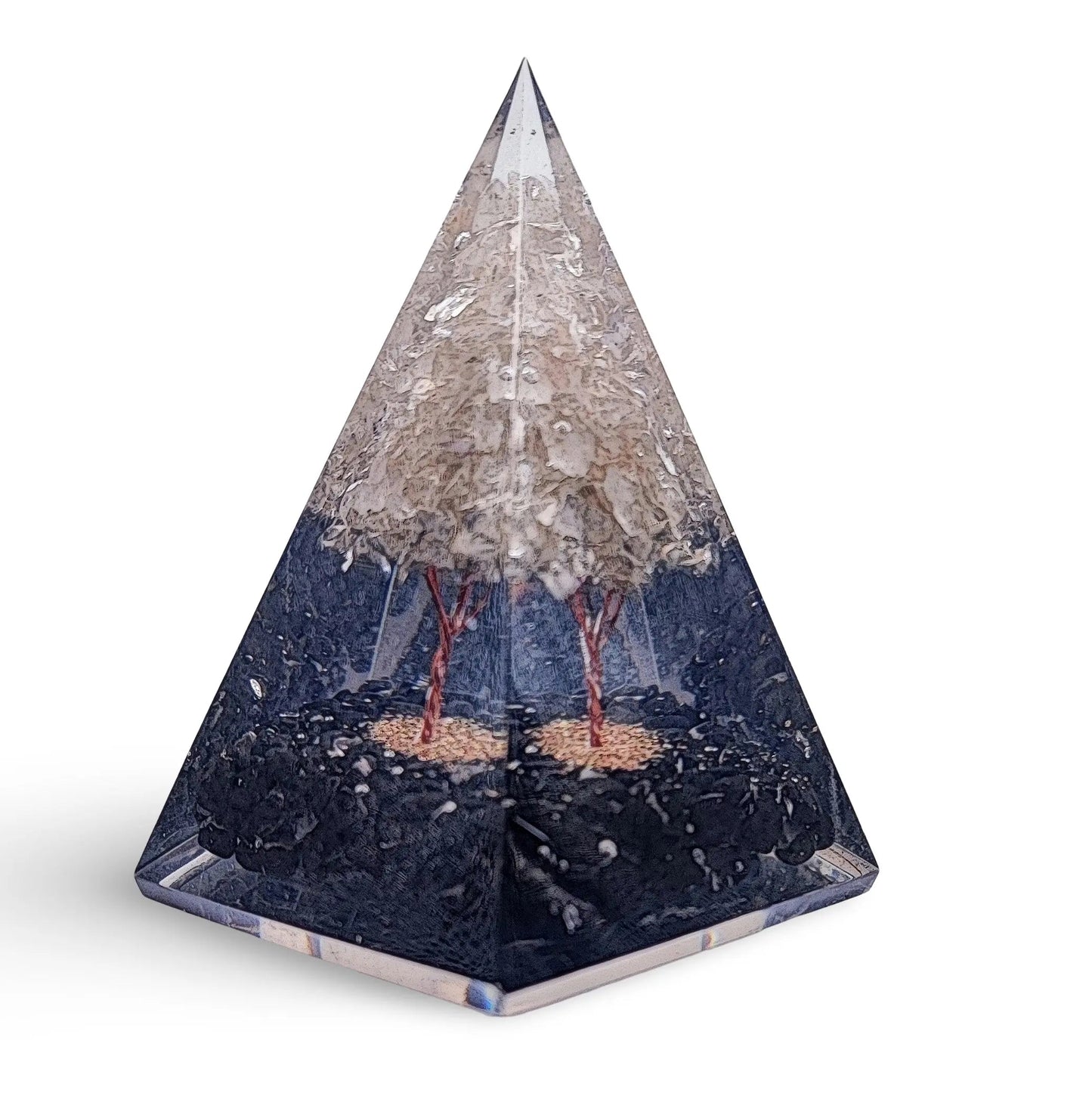Pyramid -Orgonite -Shungite Gemstones -Crystal Quartz Tree
