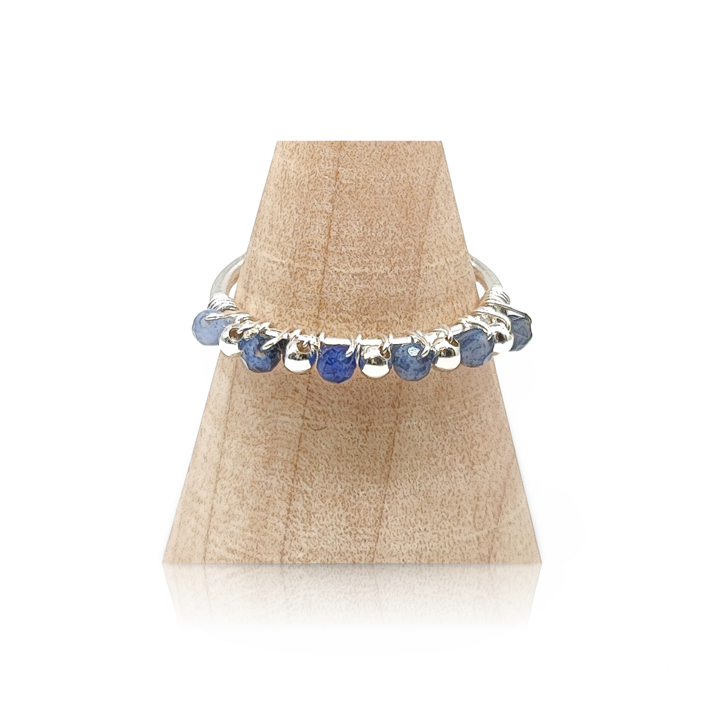 Ring -925 Sterling Silver -Natural Stone -Adjustable Sodalite