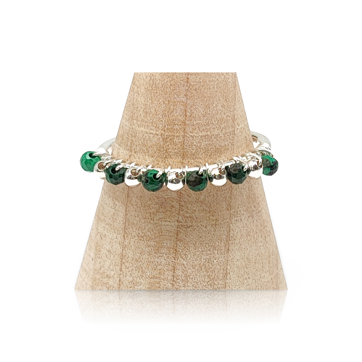 Ring -925 Sterling Silver -Natural Stone -Adjustable Malachite