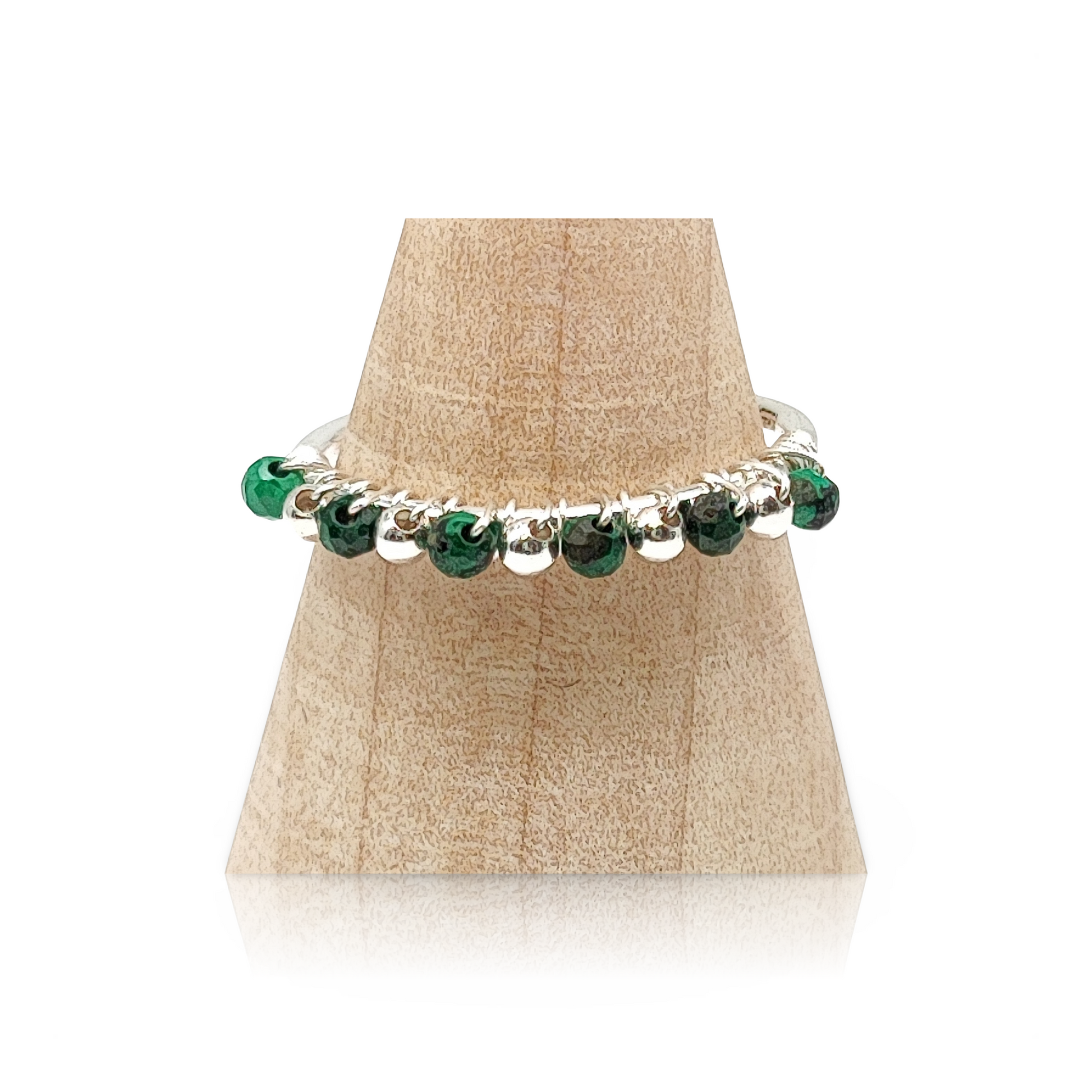 Ring -925 Sterling Silver -Natural Stone -Adjustable Malachite