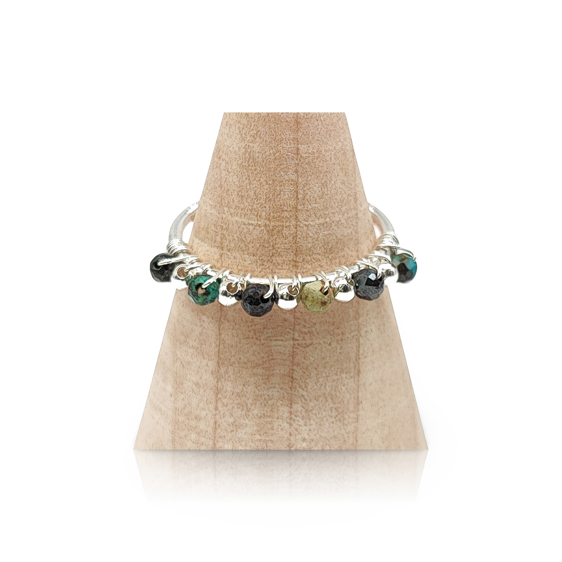 Ring -925 Sterling Silver -Natural Stone -Adjustable Chrysocolla