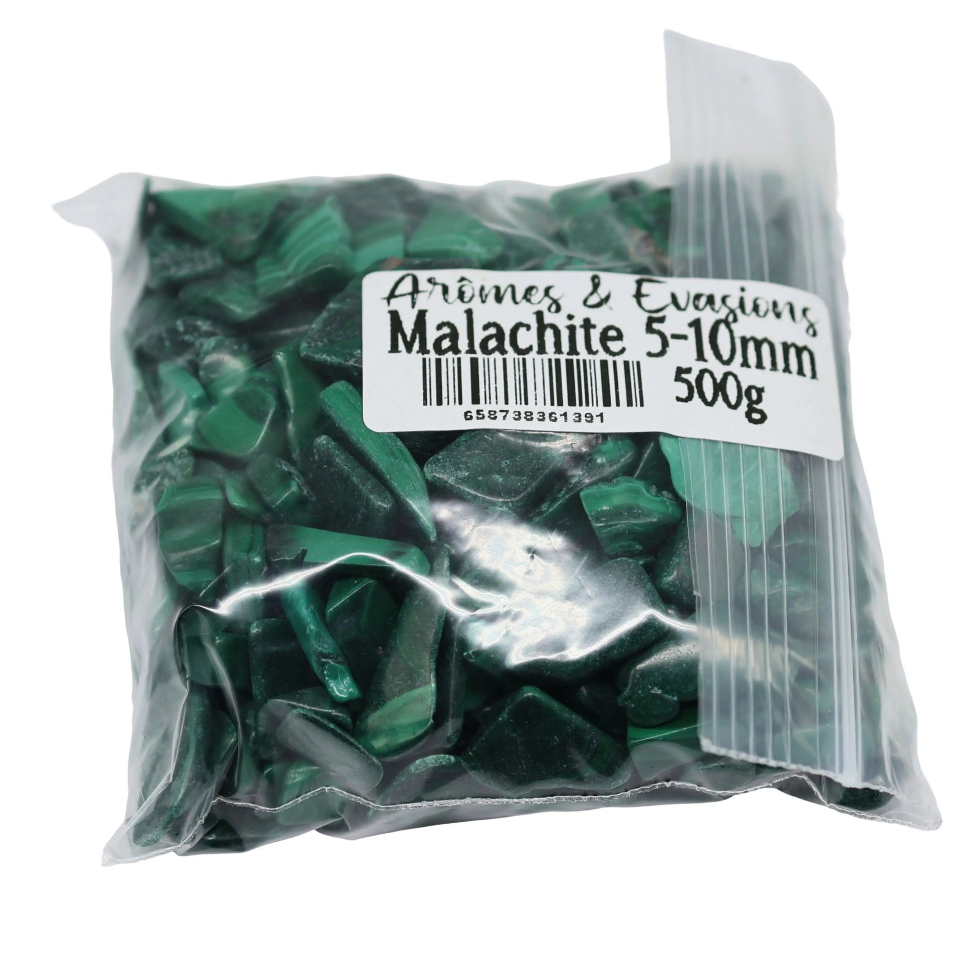Stone - Tumbled Chips - Malachite - 5mm to 10mm 500 g