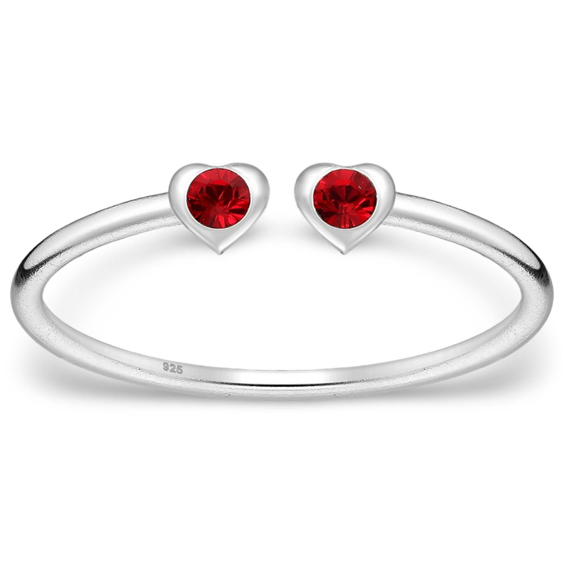 Toe Ring -925 Sterling Silver -Adjustable -Heart Shape Garnet