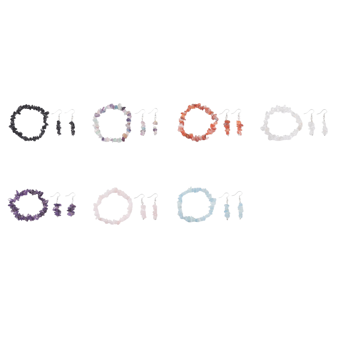 Bracelet & Earring - Elegant Gemstone Bracelet and Earring Set - Chips